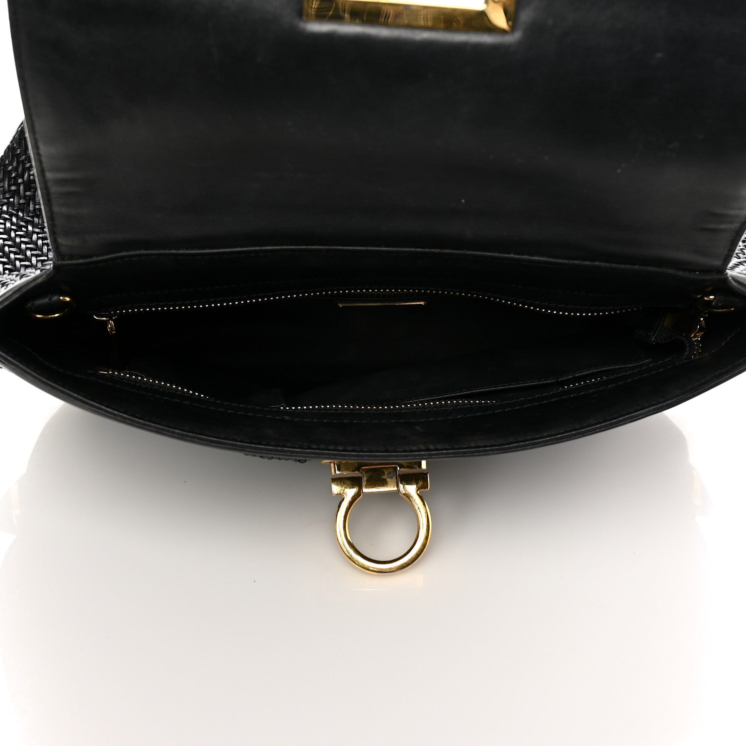 Salvatore Ferragamo Woven Nappa Sofia Satchel Black 4 of 10