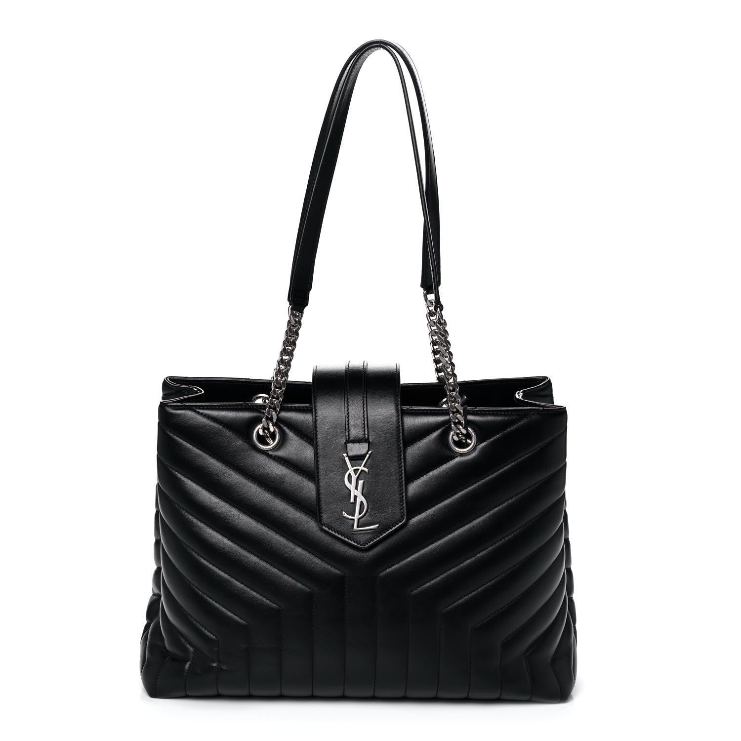 Saint Laurent Calfskin Y Quilted Monogram Large Loulou Shopper Black 1 of 13