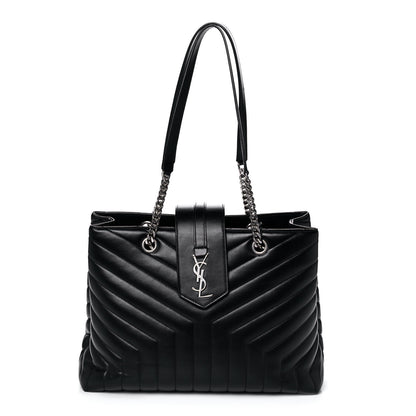 Saint Laurent Calfskin Y Quilted Monogram Large Loulou Shopper Black 1 of 13