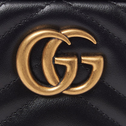 Gucci Calfskin Matelasse Mini GG Marmont Chain Shoulder Bag Black 7 of 10