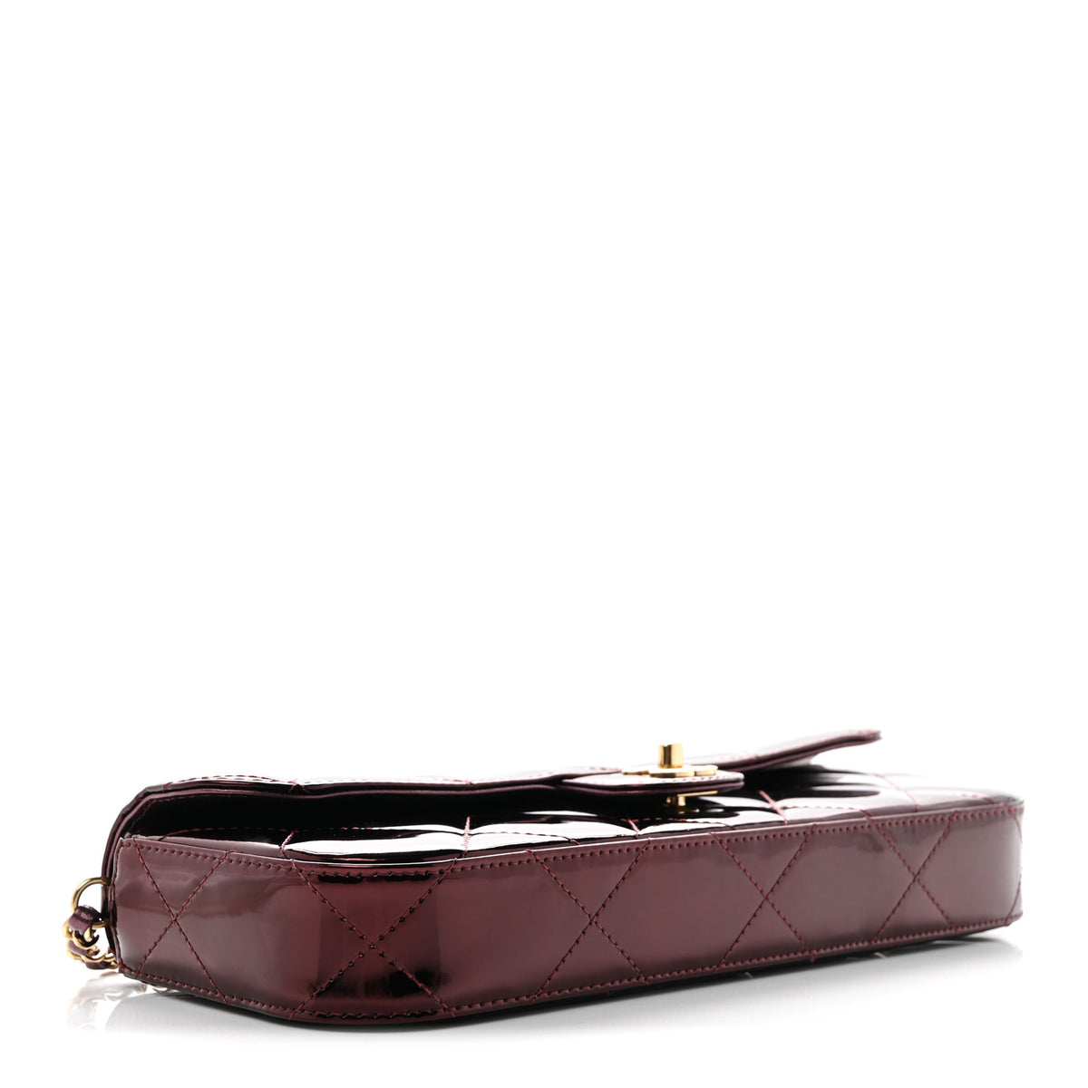 Chanel Metallic Mirror Calfskin Large Top Handle Clutch With Chain  Burgundy 4 of 10