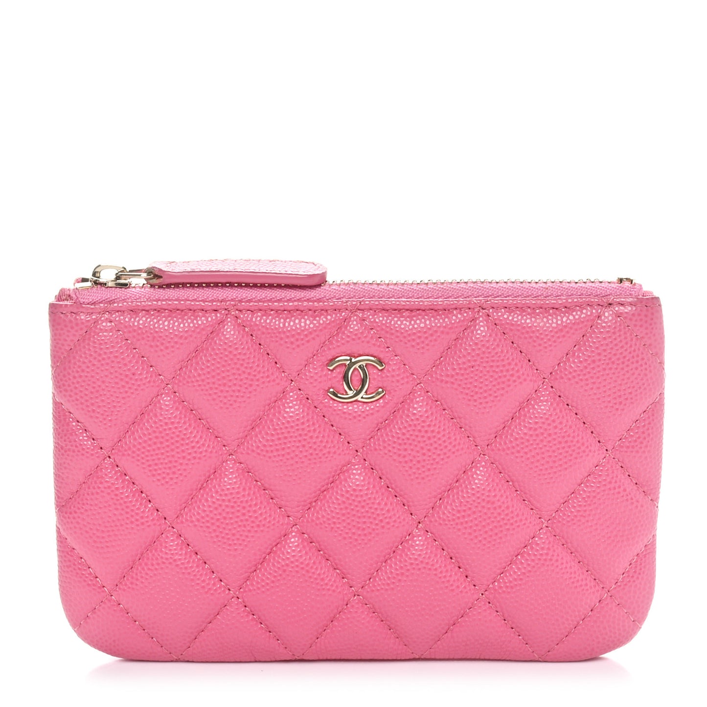Caviar Quilted Small Cosmetic Case Pink