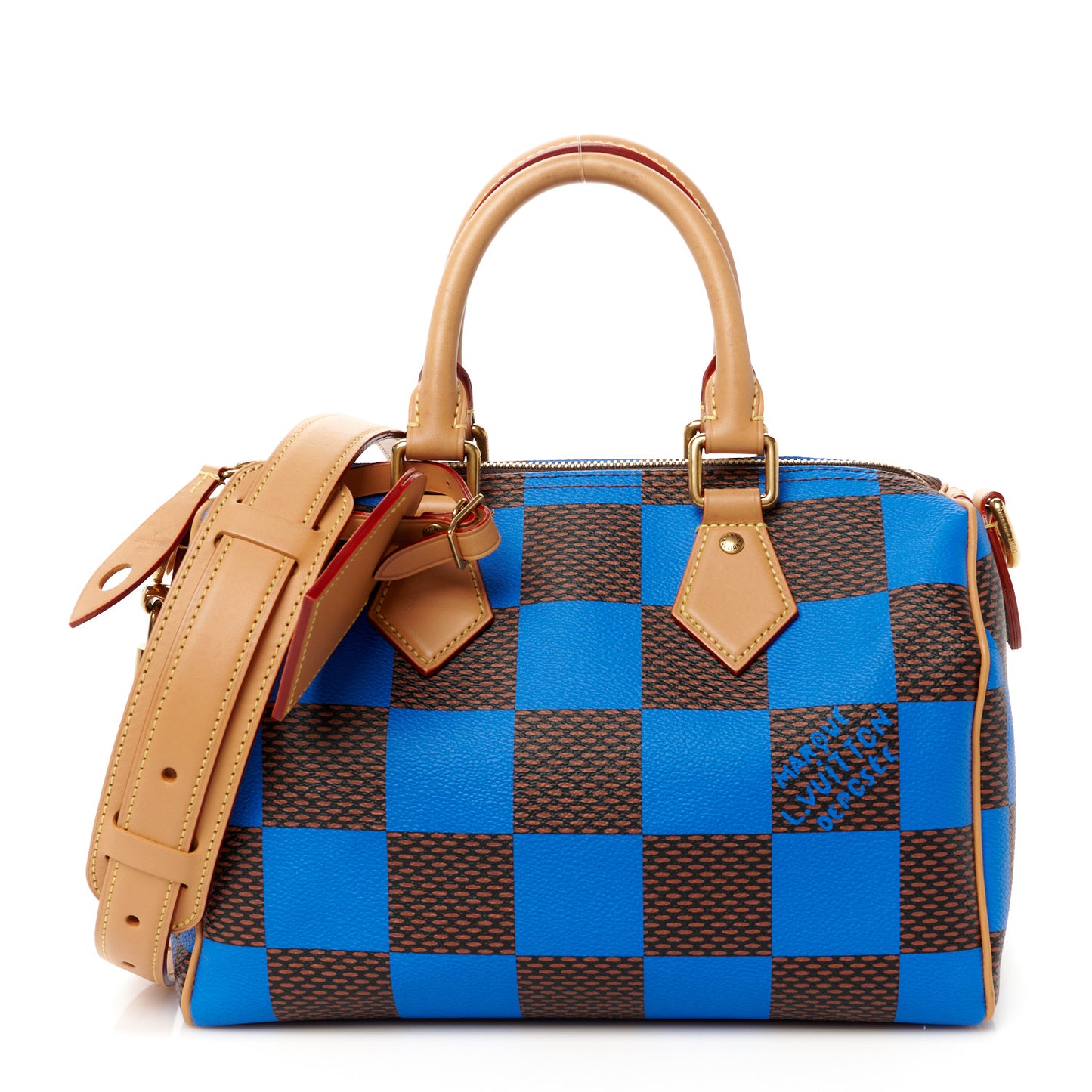 Damier Pop Speedy Bandouliere 25 Blue