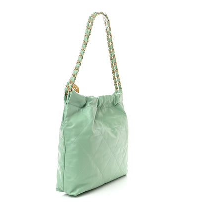 Chanel Shiny Calfskin Quilted Small Chanel 22 Light Green 4 of 11