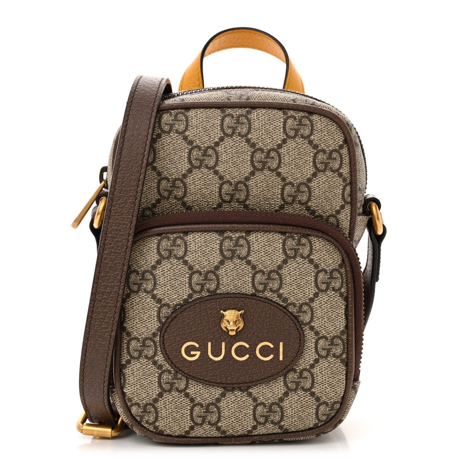 Gucci GG Supreme Monogram Mini Neo Vintage Double Zip Messenger Bag Beige New Acero Crop 1 of 10