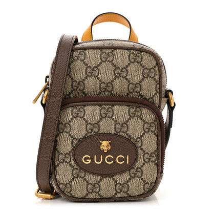 Gucci GG Supreme Monogram Mini Neo Vintage Double Zip Messenger Bag Beige New Acero Crop 1 of 10