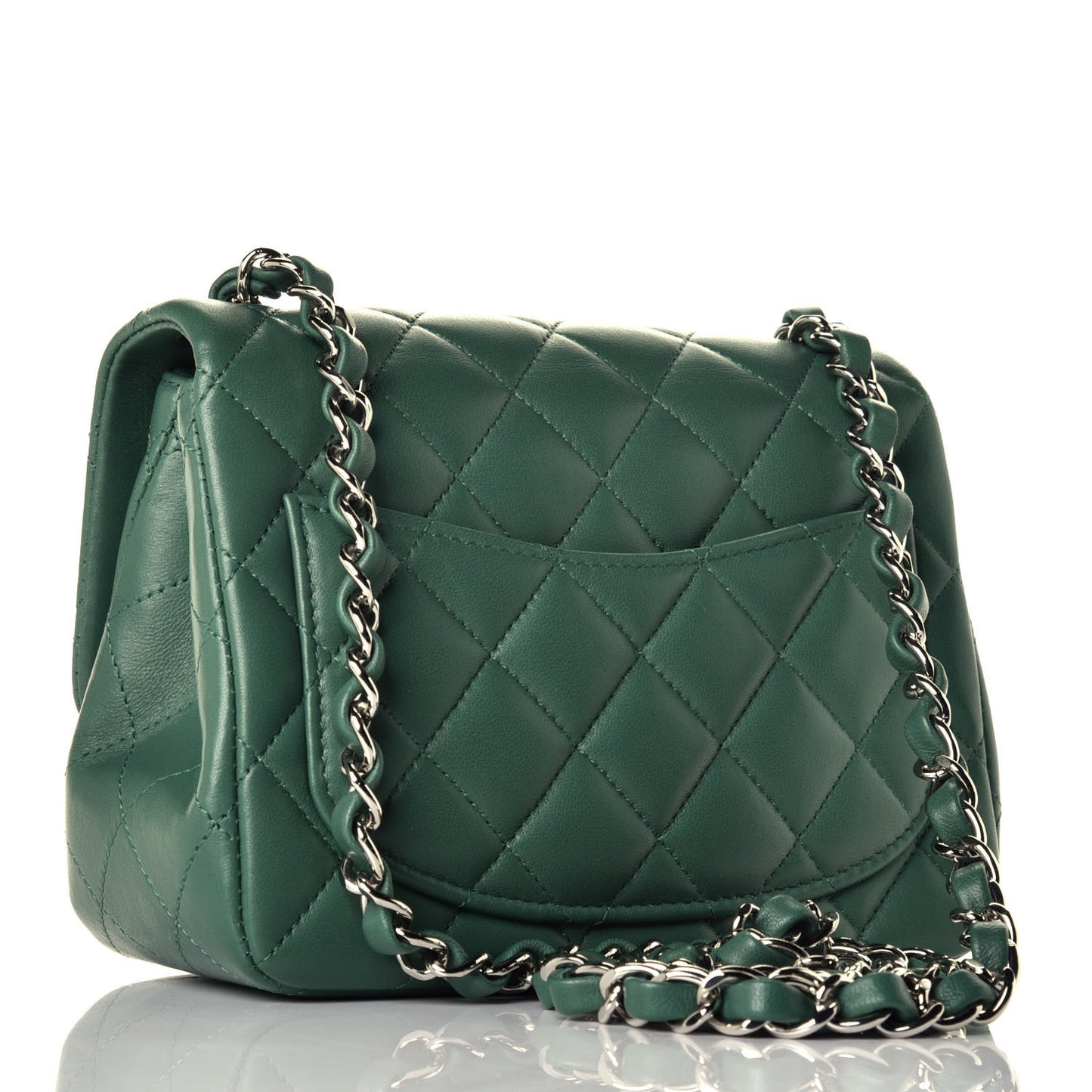 Lambskin Quilted Mini Square Flap Green