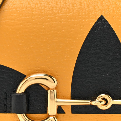 Gucci X ADIDAS Textured Dollar Calfskin Trefoil Horsebit 1955 Card Case Wallet With Strap Crop Black 9 of 14