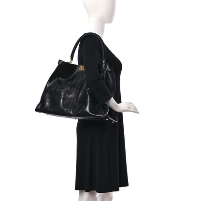 Fendi Patent Mink Fur Large Peekaboo X-Lite Black 2 of 13