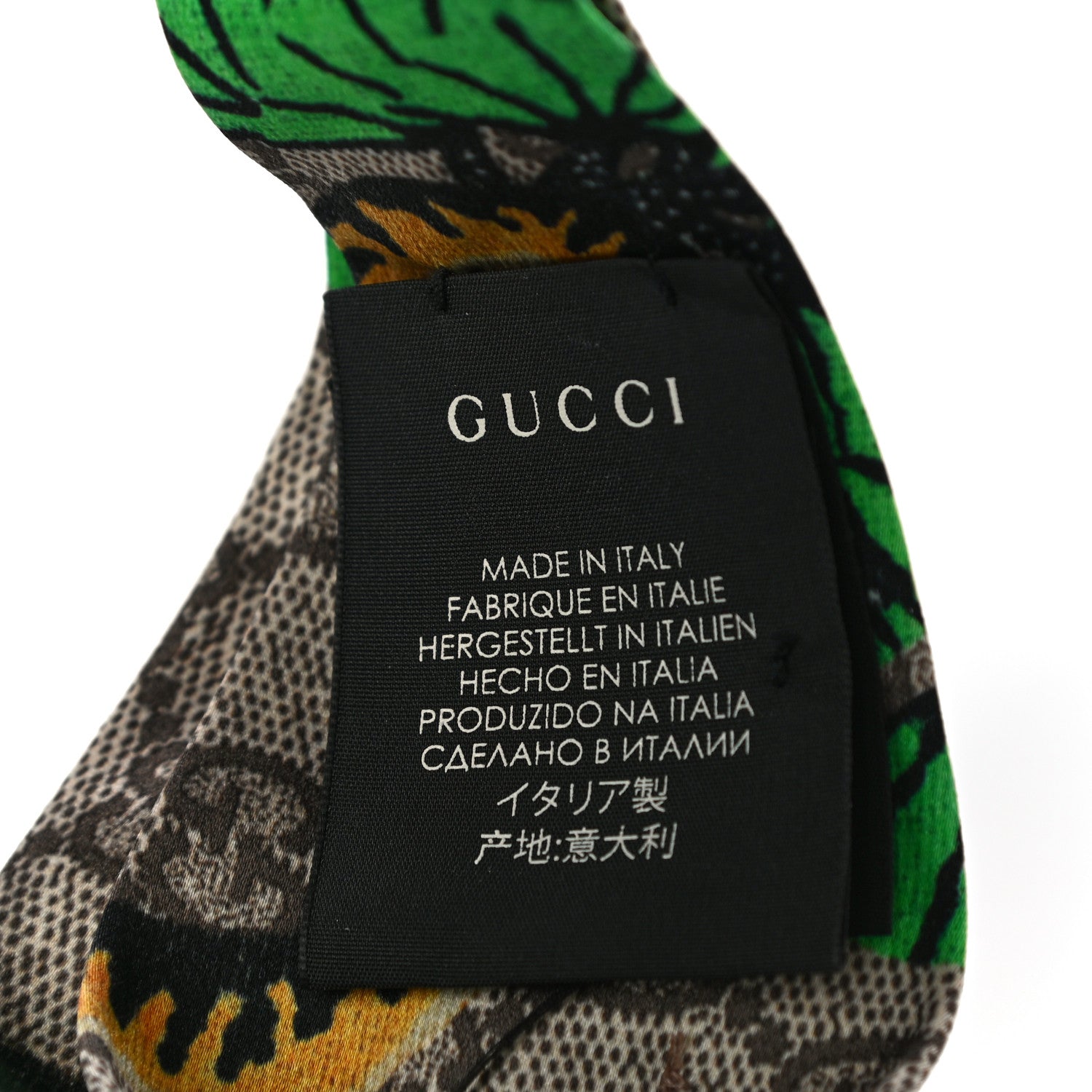 Gucci Silk Monogram Bengal Tiger Print Duchesse Headband Green 3 of 4