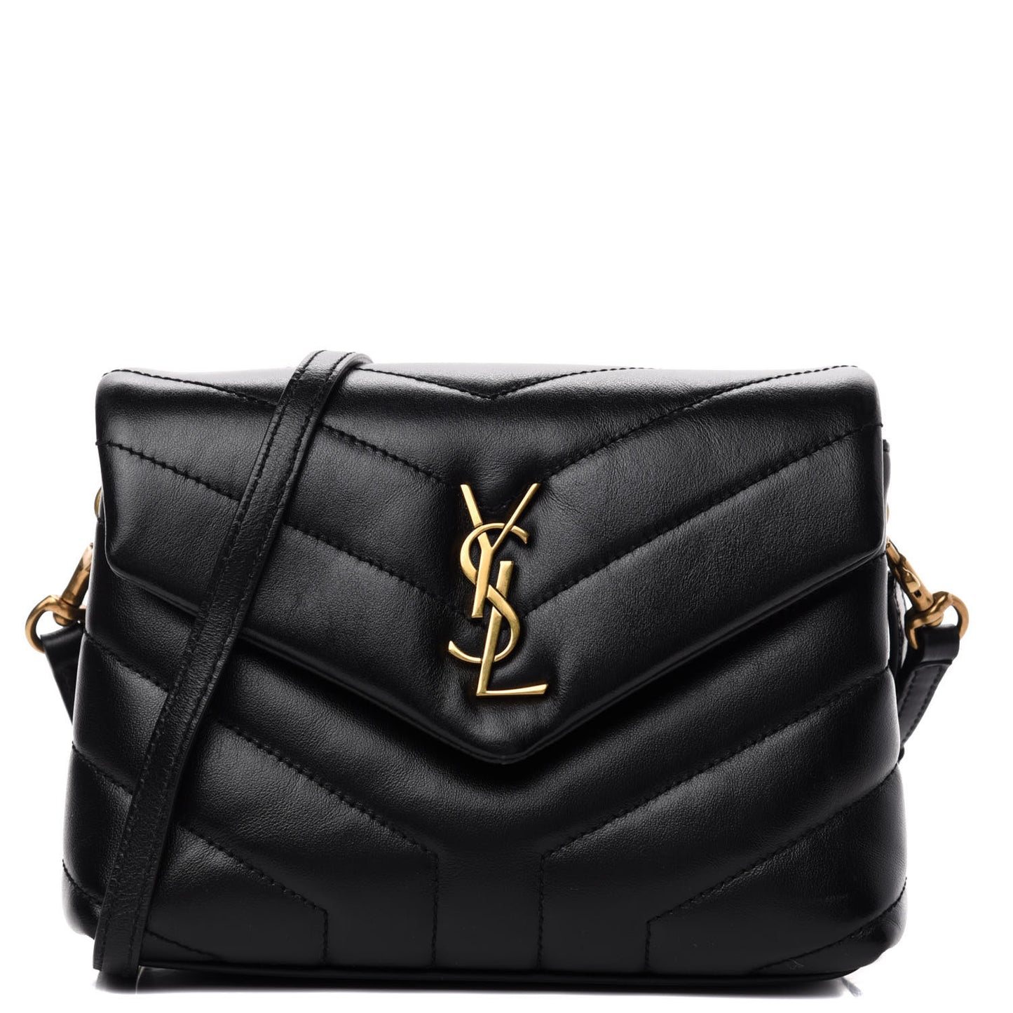 Calfskin Y Quilted Monogram Toy Loulou Crossbody Bag Black