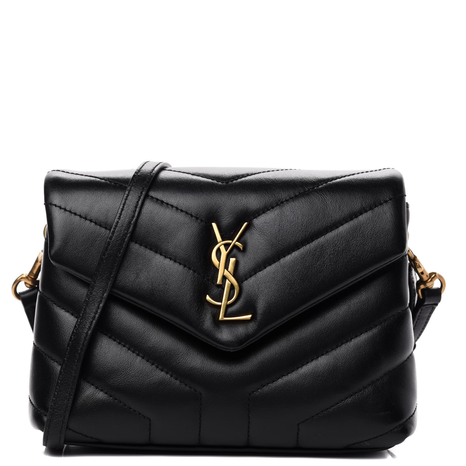 Saint Laurent Calfskin Y Quilted Monogram Toy Loulou Crossbody Bag Black 1 of 8