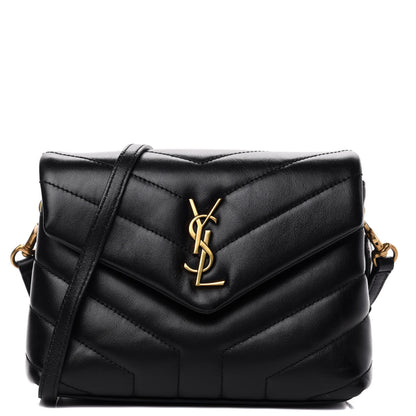Saint Laurent Calfskin Y Quilted Monogram Toy Loulou Crossbody Bag Black 1 of 8
