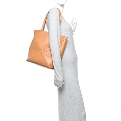 Loewe Shiny Calfskin Medium Puzzle Fold Tote Warm Desert 2 of 9