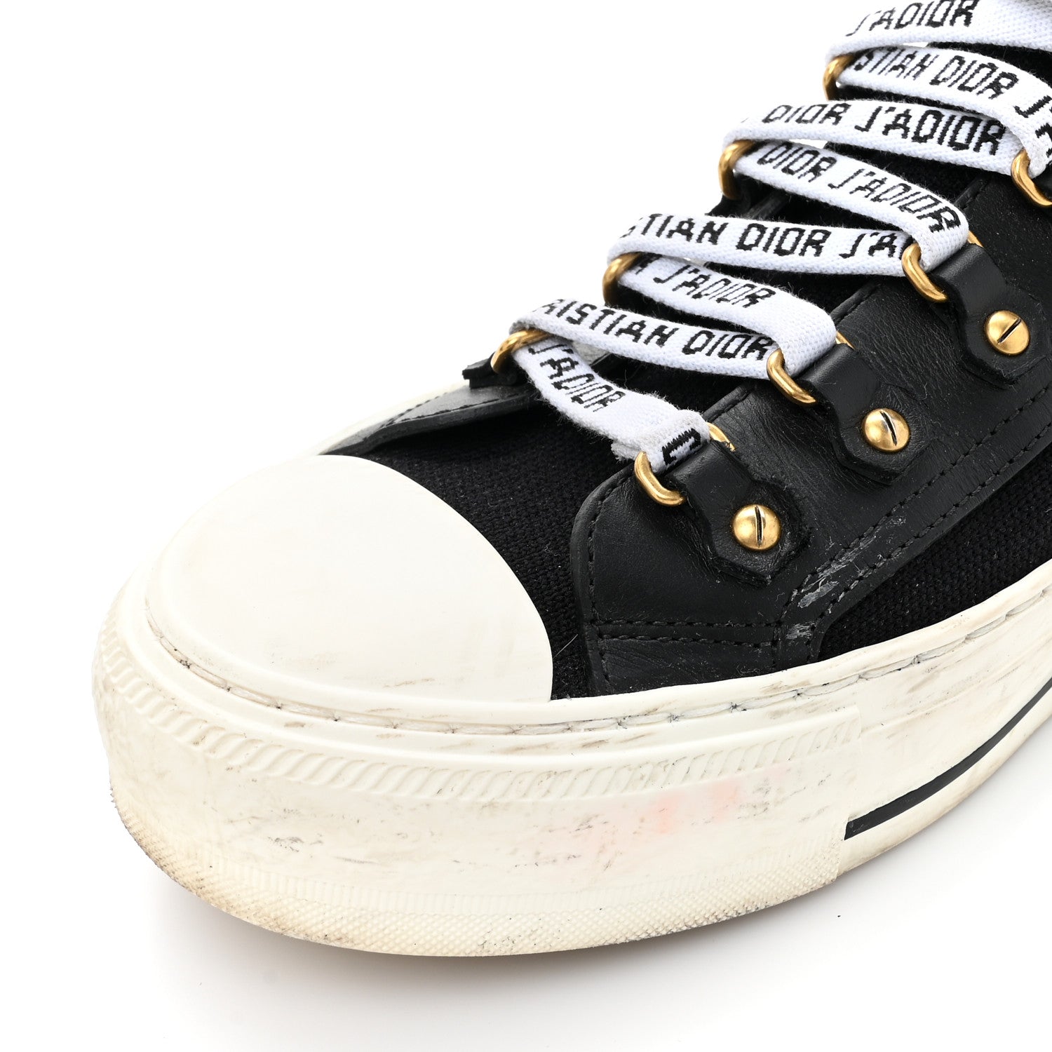 Christian Dior Technical Knit Calfskin Womens Walk'N'Dior High Top Sneakers 38.5 Black 10 of 12