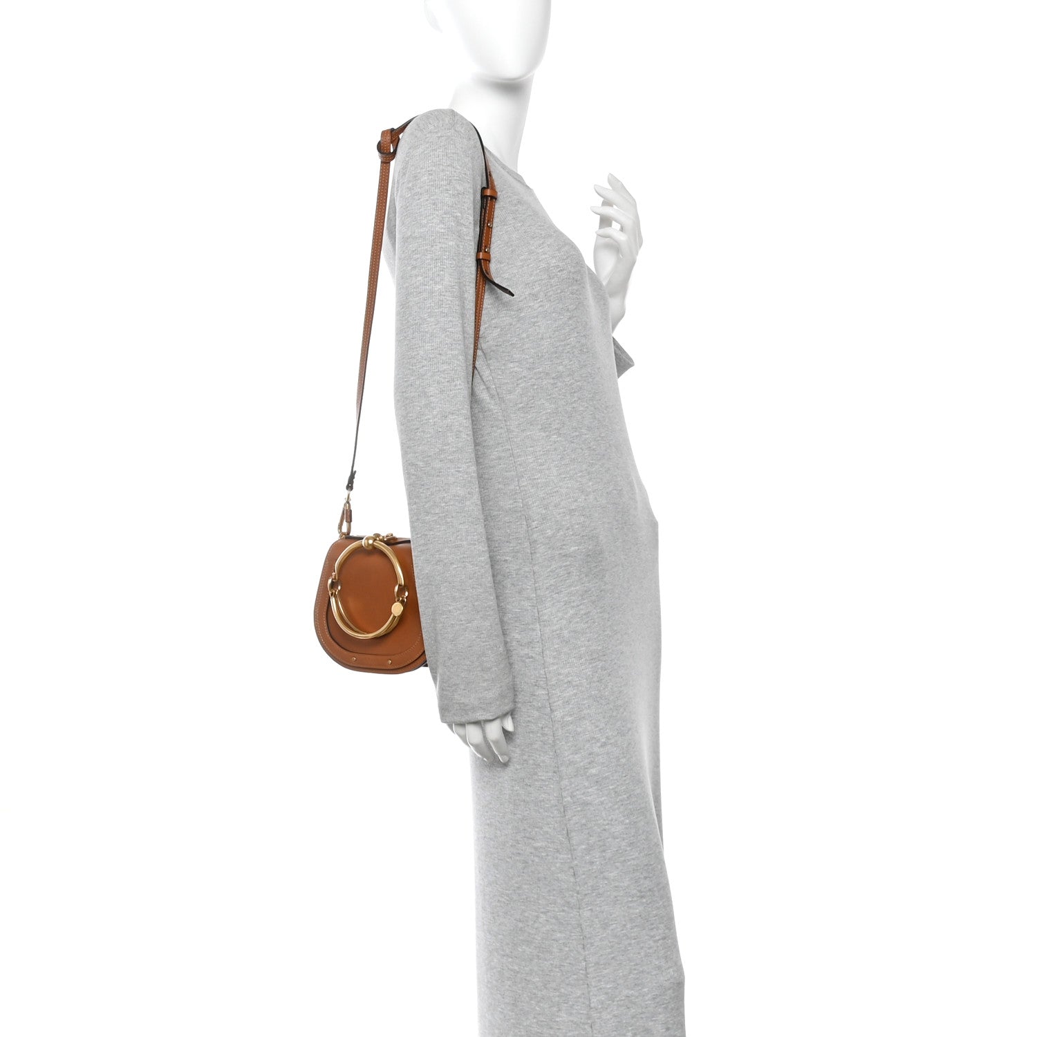 Chloe Calfskin Suede Medium Nile Bracelet Bag Caramel 2 of 11