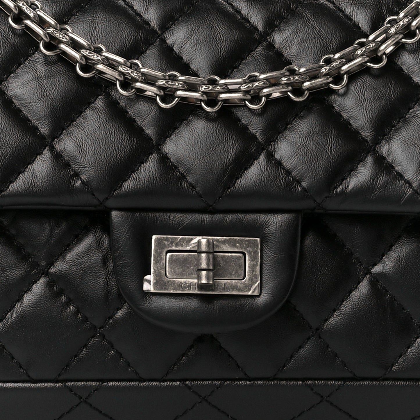 Aged Calfskin Quilted 2.55 Reissue 225 Flap Black
