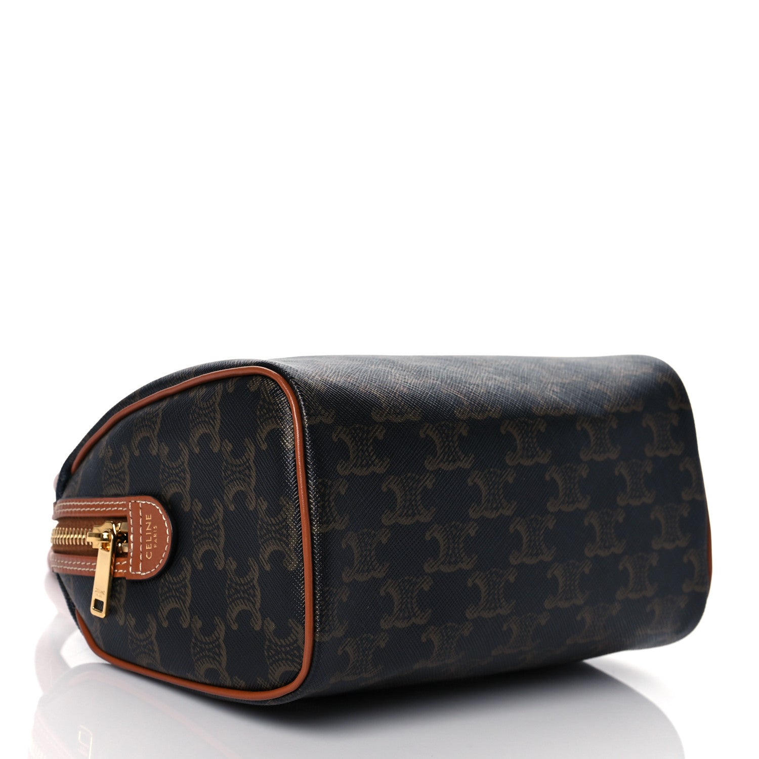 Celine Triomphe Canvas Calfskin Small Boston Bag Tan 4 of 9
