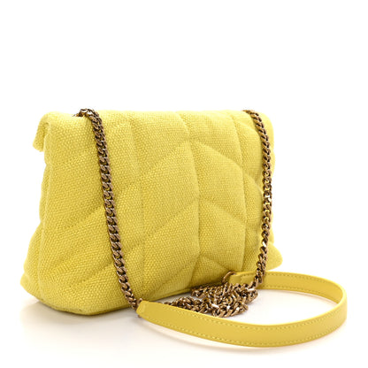 Saint Laurent Canvas Quilted Toy Loulou Puffer Monogram Chain Satchel Jaune Citron 3 of 10