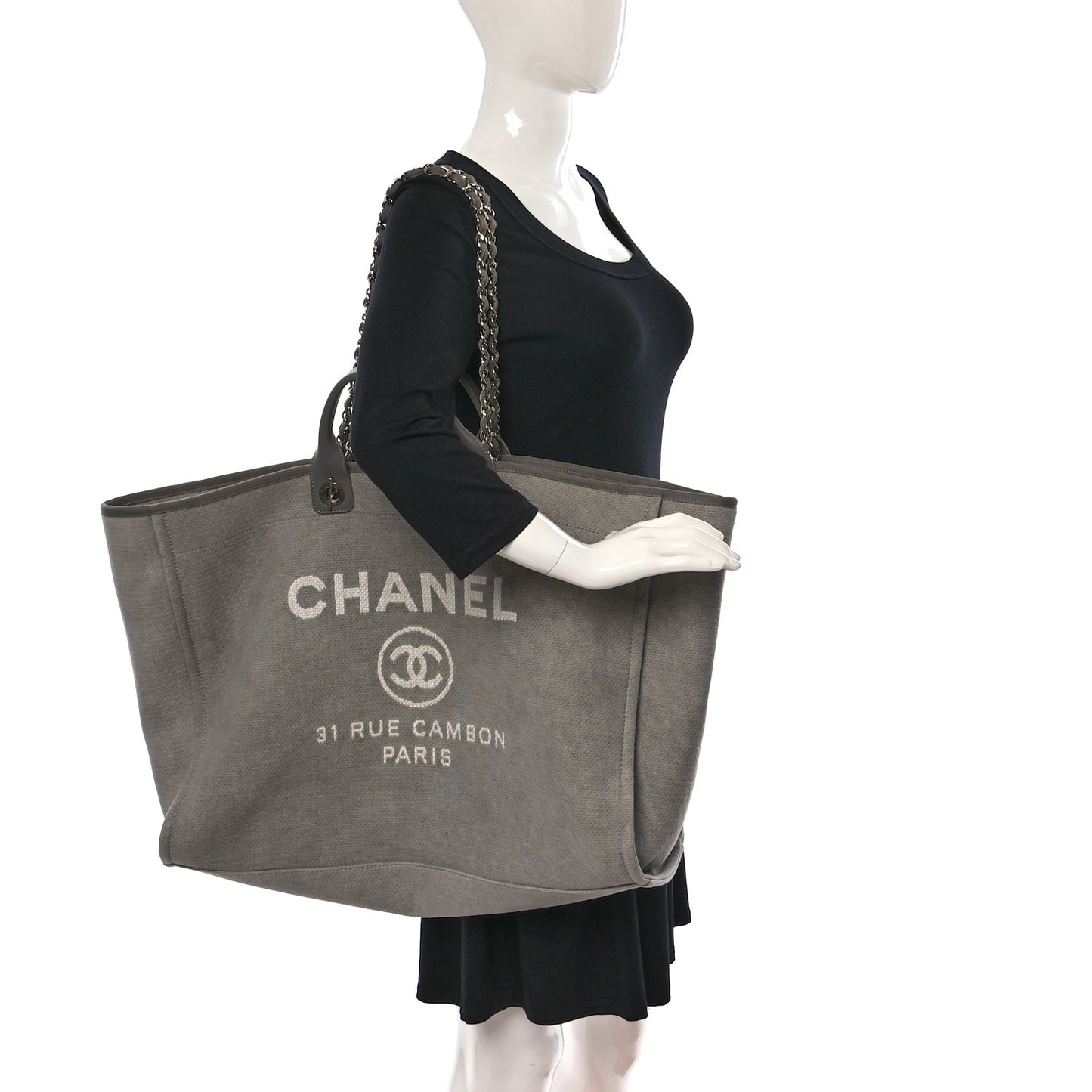 Canvas Extra Large Deauville Tote Grey