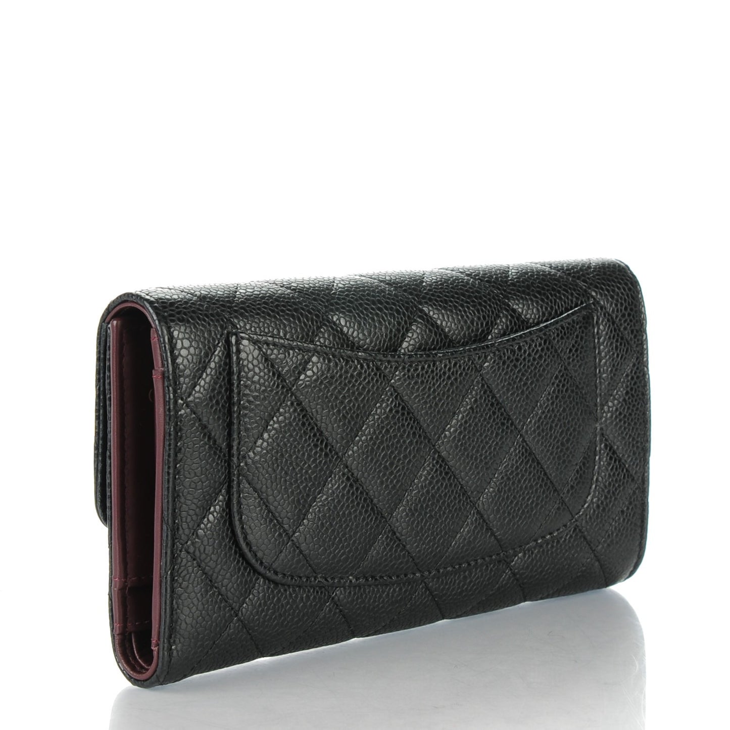 Caviar Quilted Large Flap Wallet Black