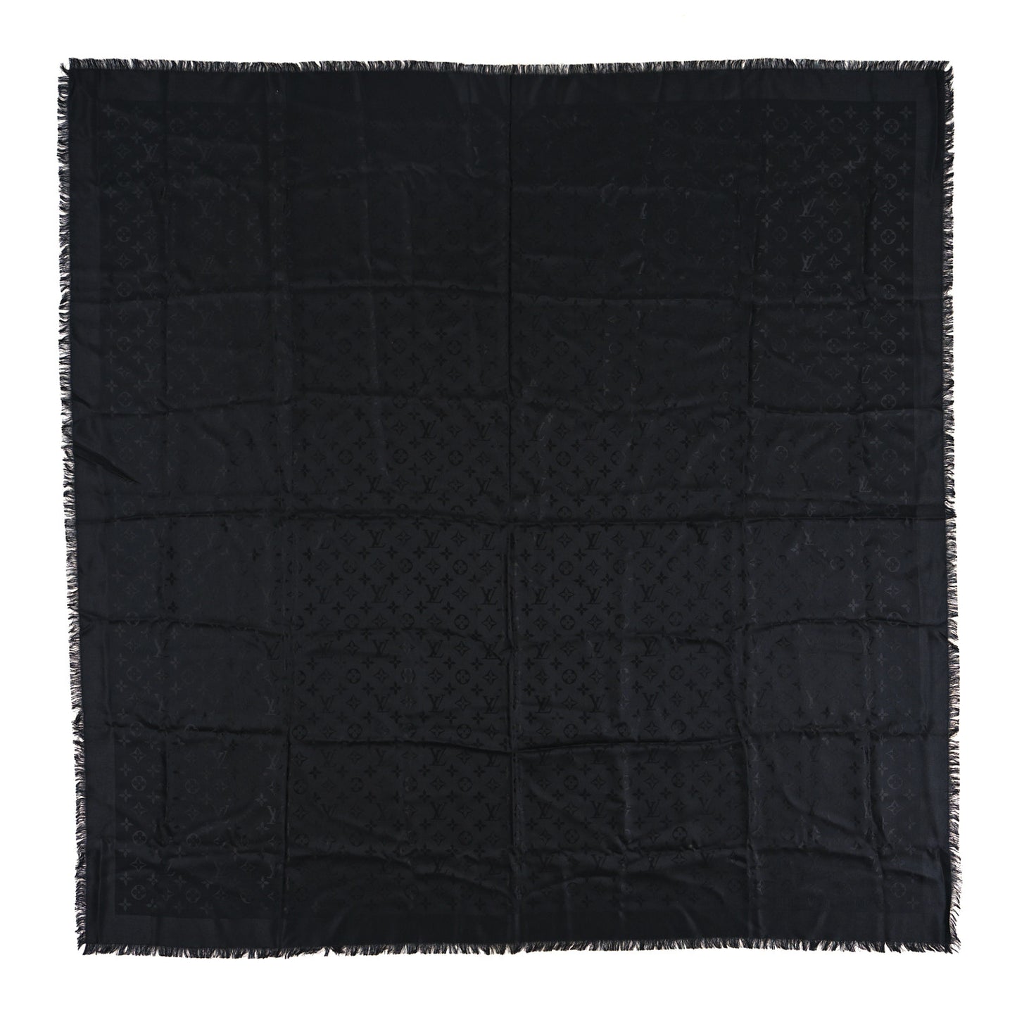Silk Wool Monogram Shawl Black