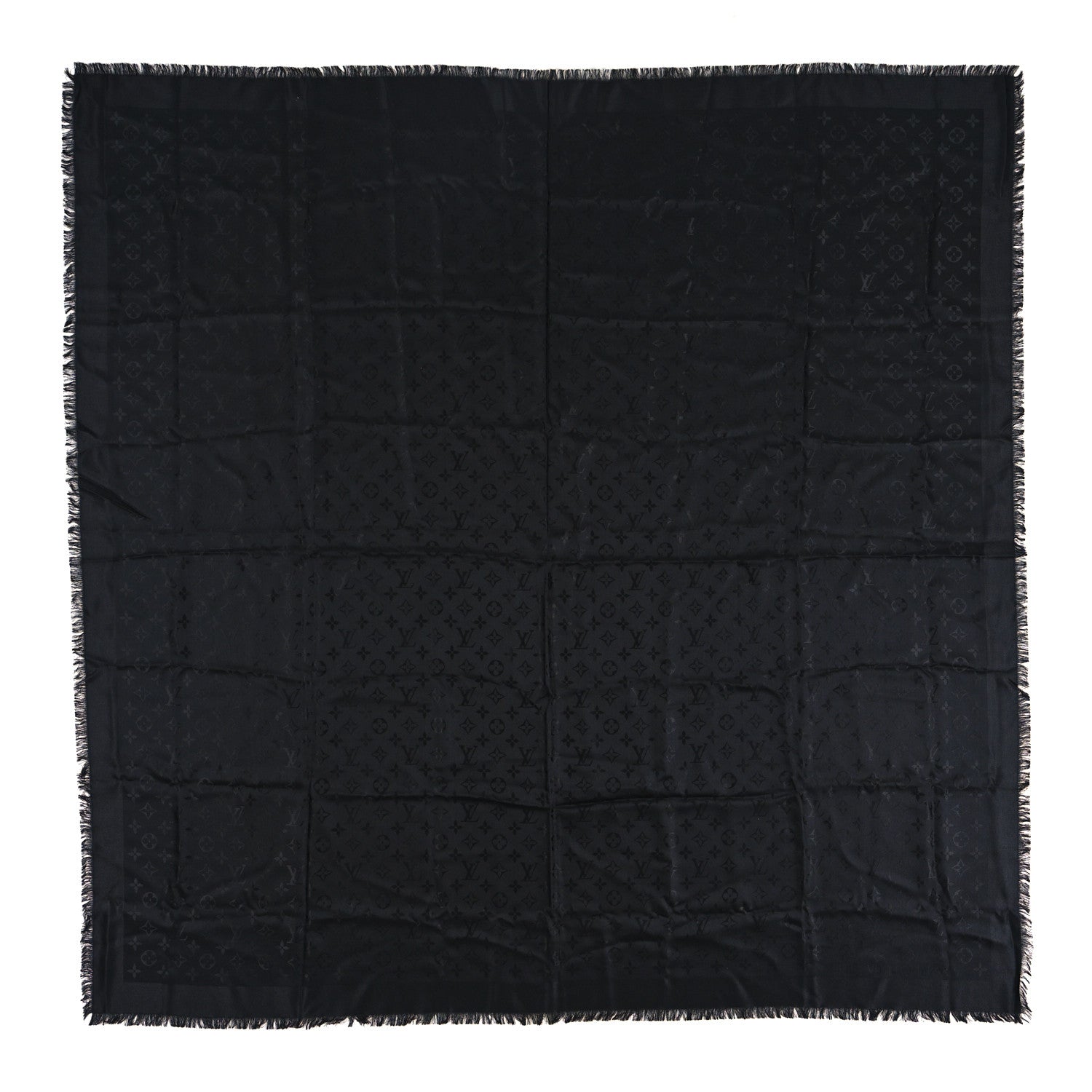 Louis Vuitton Silk Wool Monogram Shawl Black 1 of 3