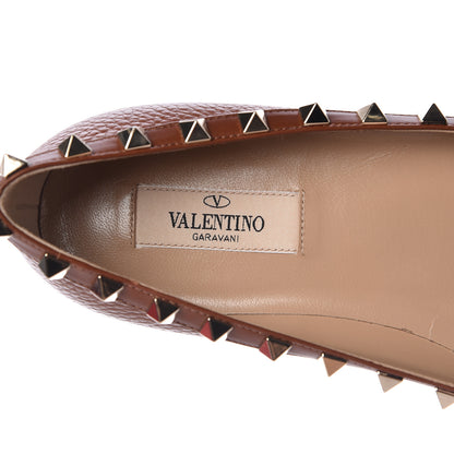 Valentino Garavani Pebbled Calfskin Rockstud Ballerina Flats 37 Light Cuir 7 of 13