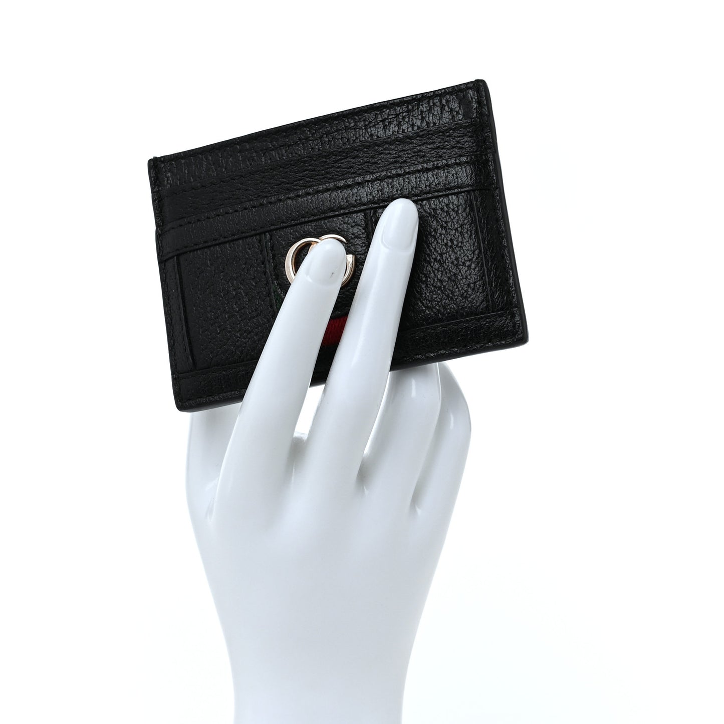 Calfskin Web GG Ophidia Card Holder Black