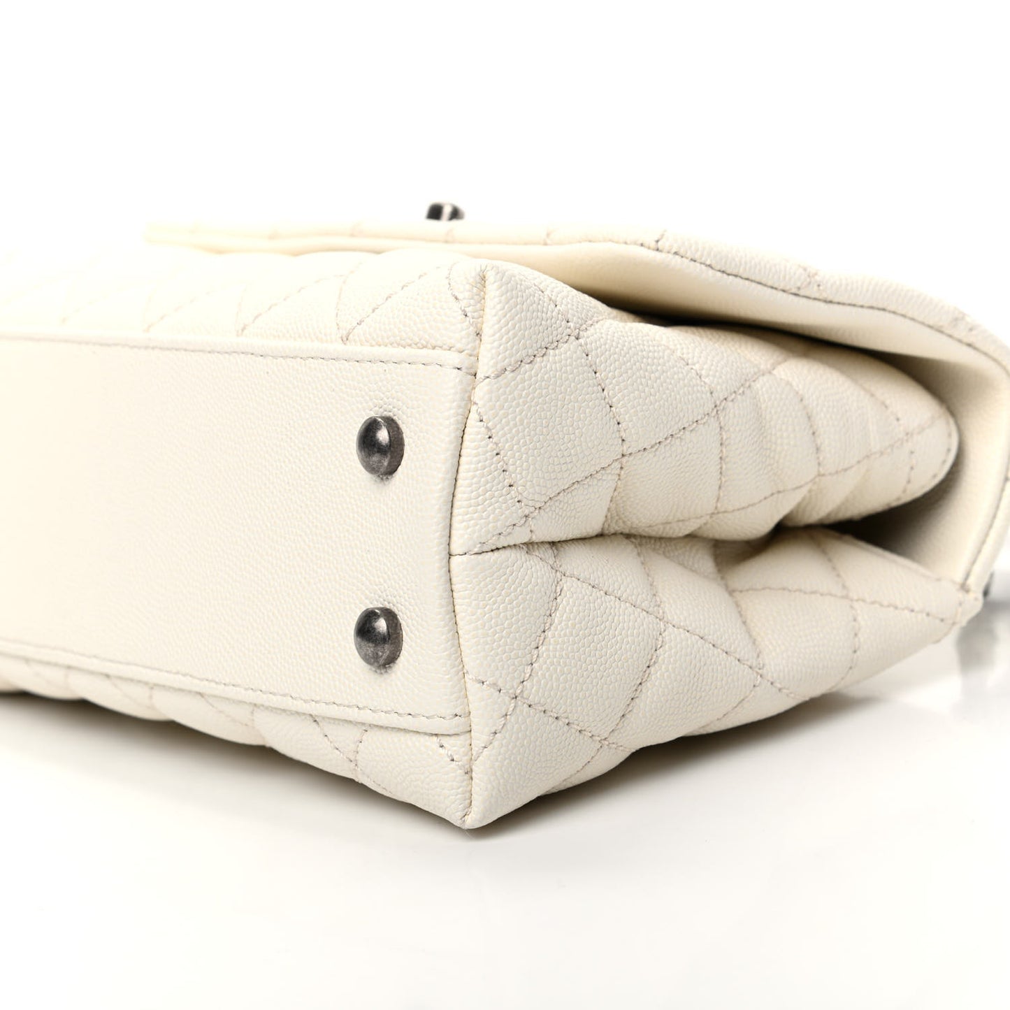 Caviar Lizard Quilted Mini Coco Handle Flap White