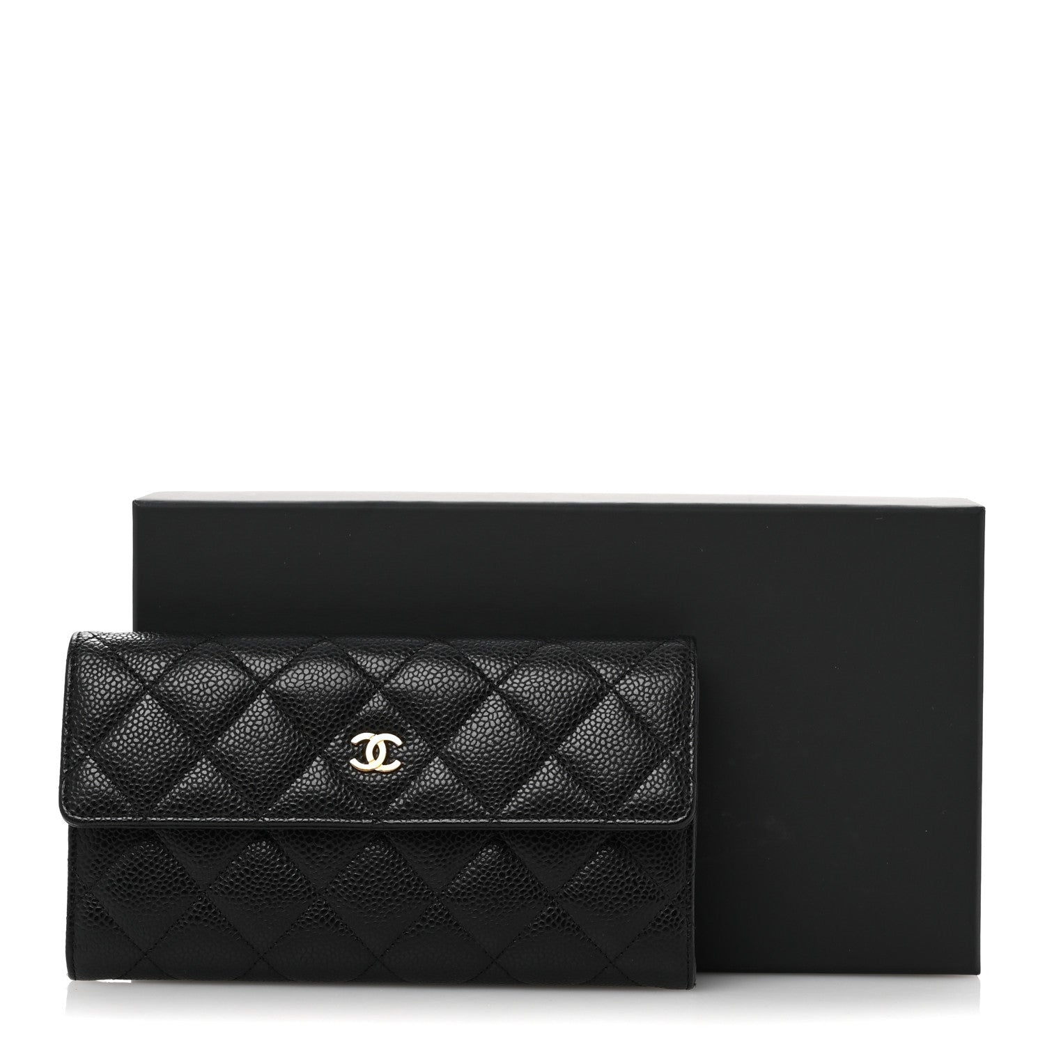 Chanel Caviar Quilted Large Gusset Flap Wallet Black 10 of 10
