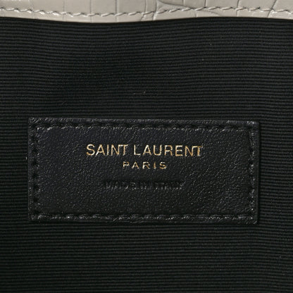 Saint Laurent Calfskin Crocodile Embossed Uptown Monogram Pouch Crema Soft 6 of 7