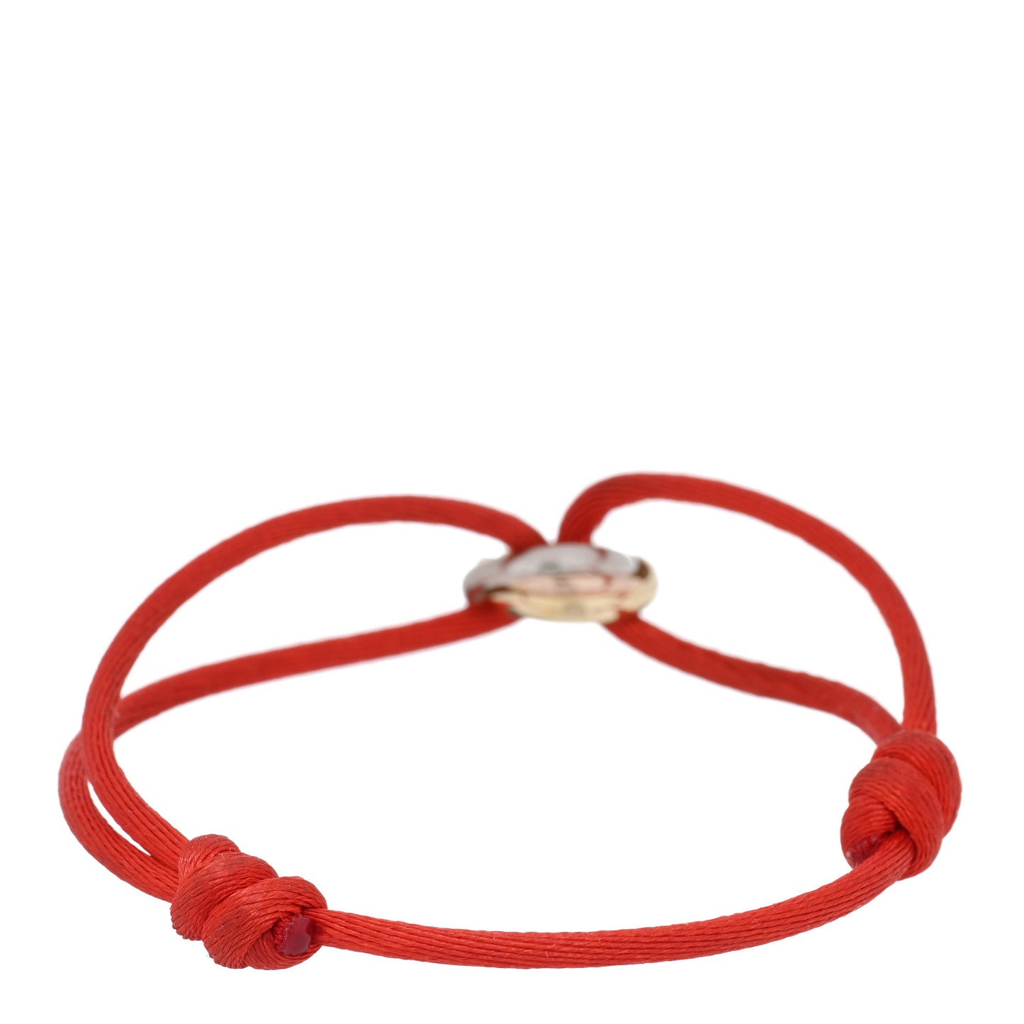 18K Pink Yellow White Gold Trinity Cord Bracelet Red