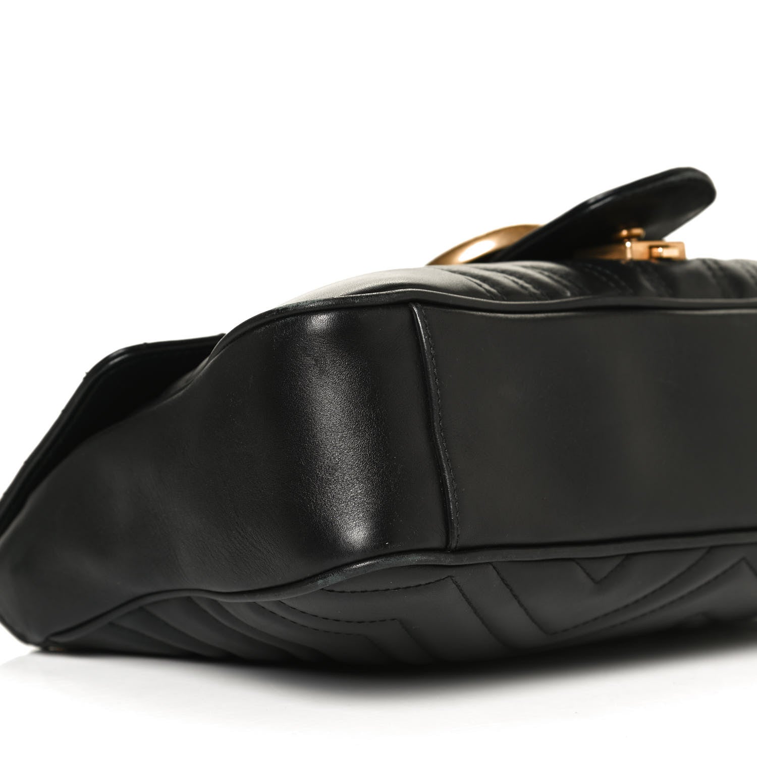 Gucci Calfskin Matelasse Medium GG Marmont Shoulder Bag Black 10 of 11