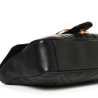 Gucci Calfskin Matelasse Medium GG Marmont Shoulder Bag Black 10 of 11