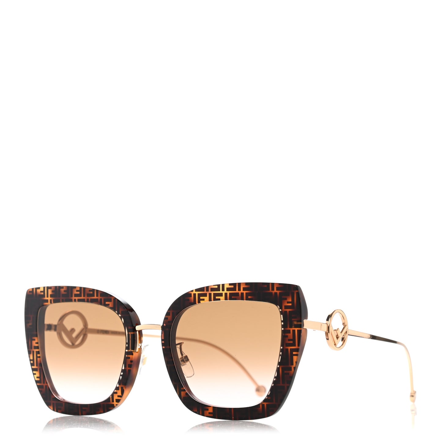 Acetate Metal F is Fendi FF Square Cat Eye Sunglasses FF 0424/F/S Havana