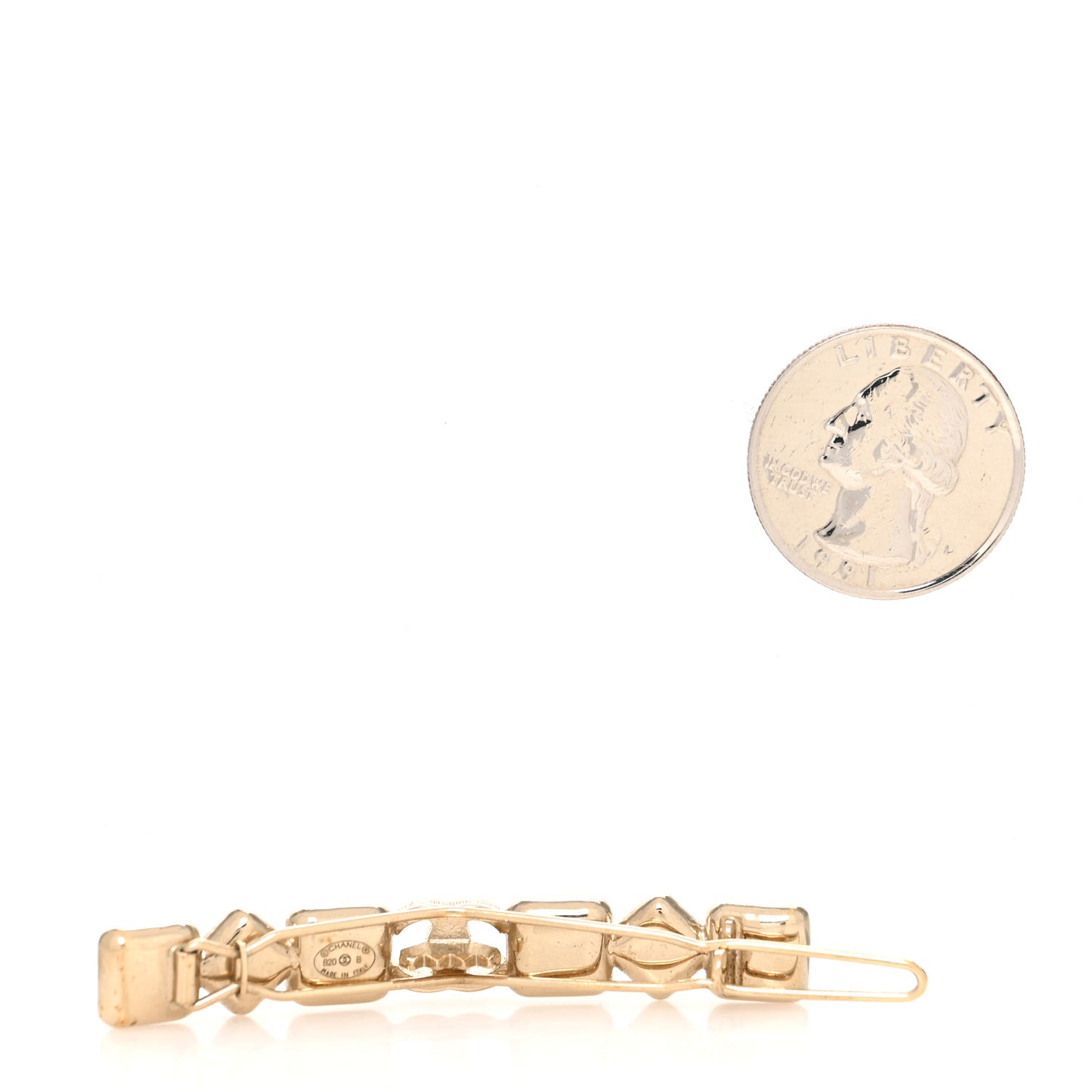 Crystal CC Hair Clip Barrette Gold