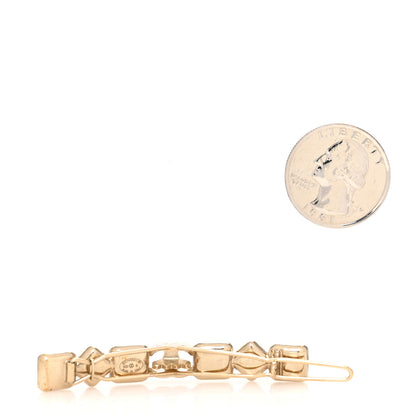 Chanel Crystal CC Hair Clip Barrette Gold 2 of 3