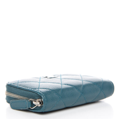 Chanel Caviar Quilted Zip Coin Purse Dark Turquoise 4 of 10