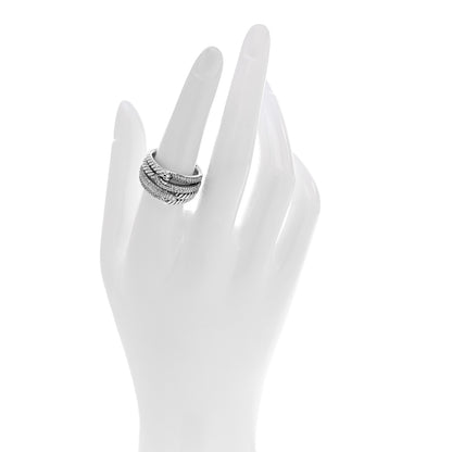 David Yurman Sterling Silver Diamond 13mm Labyrinth Double Loop Ring 54 6.75 2 of 4