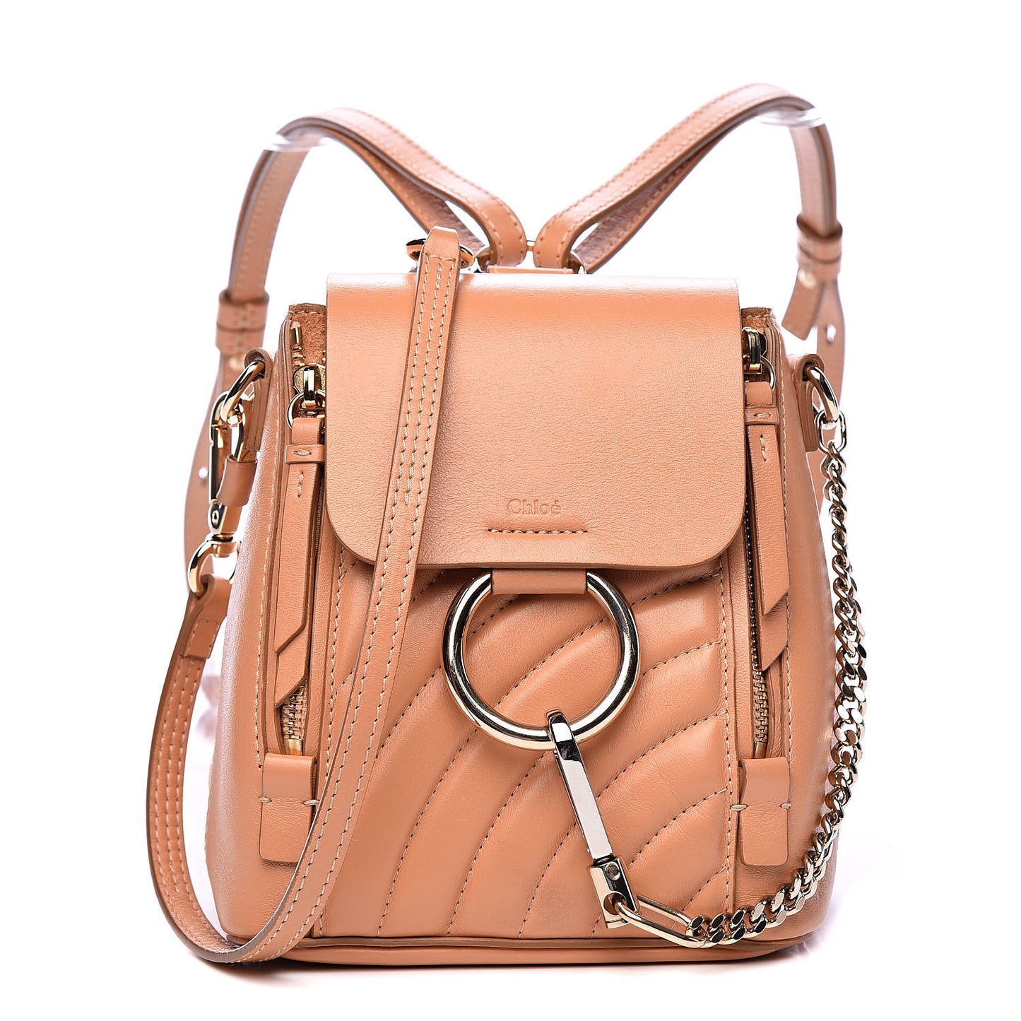 Calfskin Quilted Mini Faye Backpack Blushy Pink