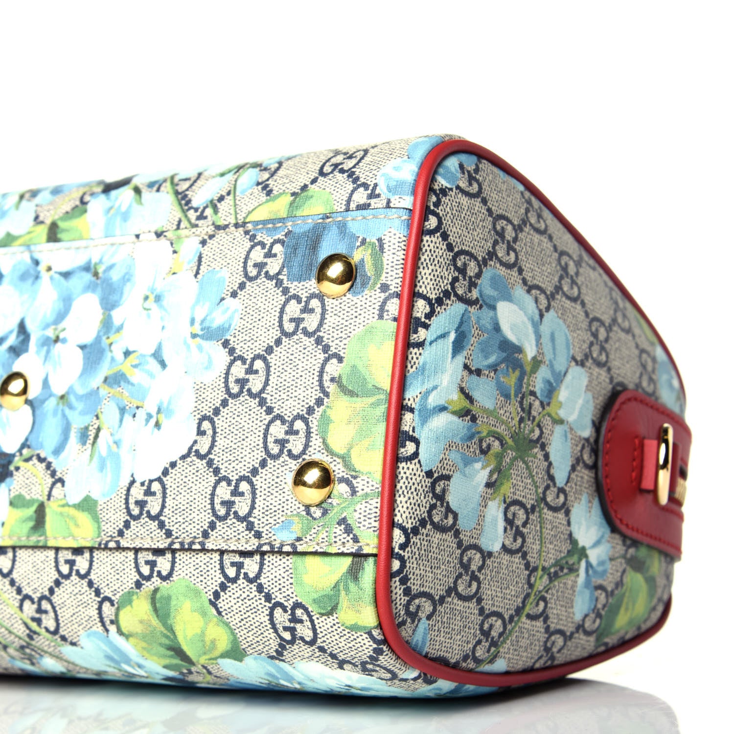 Gucci GG Supreme Monogram Blooms Small Boston Beige Blue Navy Hibiscus Red 10 of 10