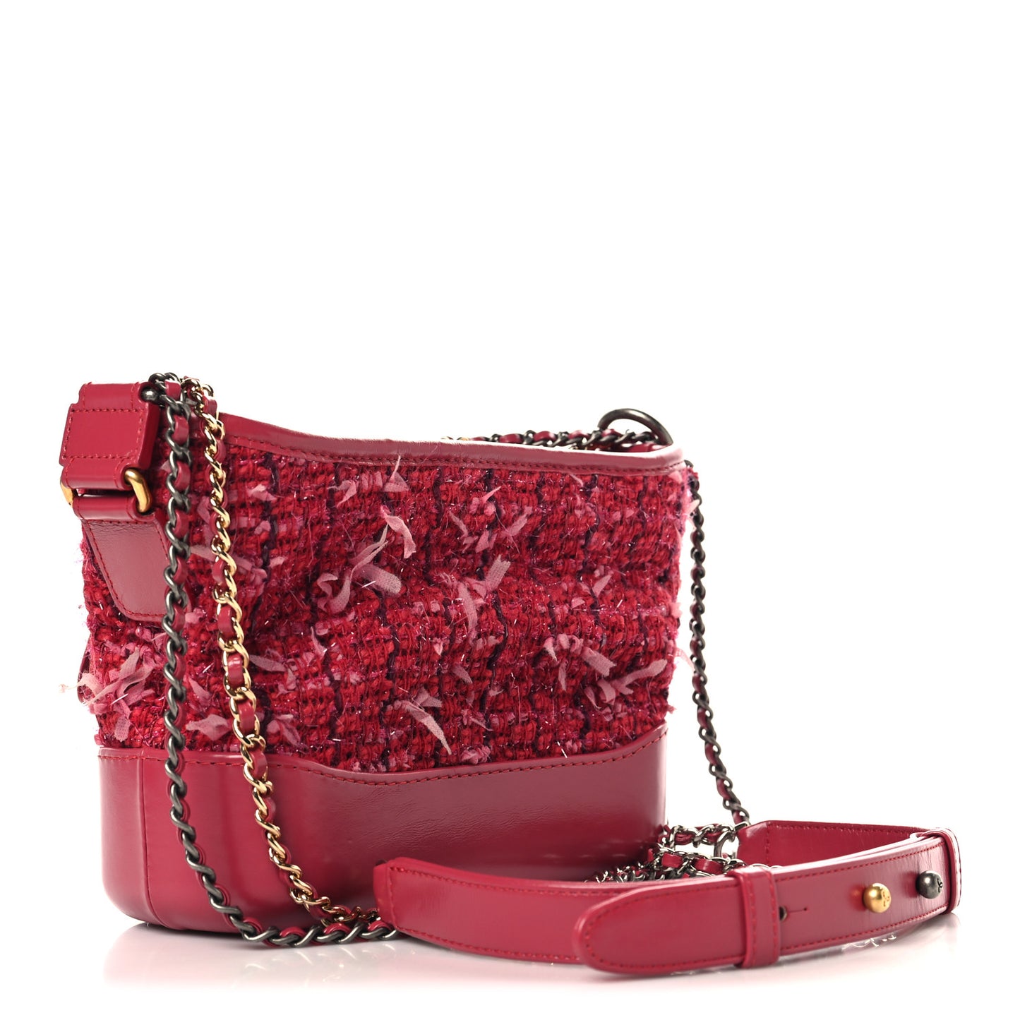 Tweed Calfskin Small Gabrielle Hobo Pink