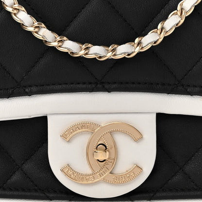 Chanel Lambskin Quilted Graphic Mini Flap Bag Black White 8 of 10