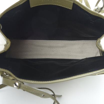Balenciaga Cotton Canvas Calfskin Navy Cabas XS Natural Green 7 of 16