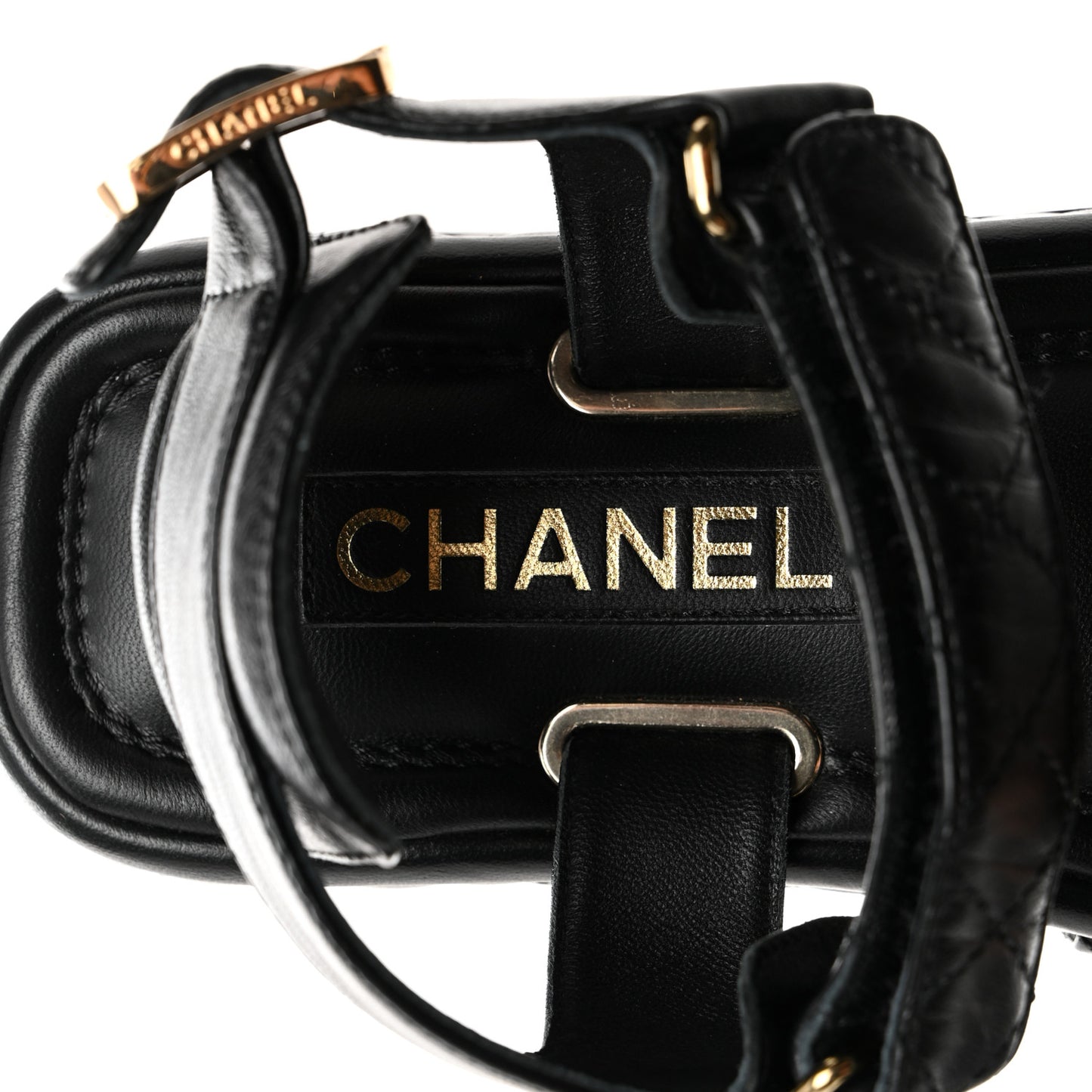 Lambskin Quilted Platform Sandals 39 Black