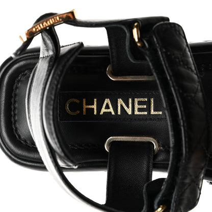 Chanel Lambskin Quilted Platform Sandals 39 Black 6 of 10