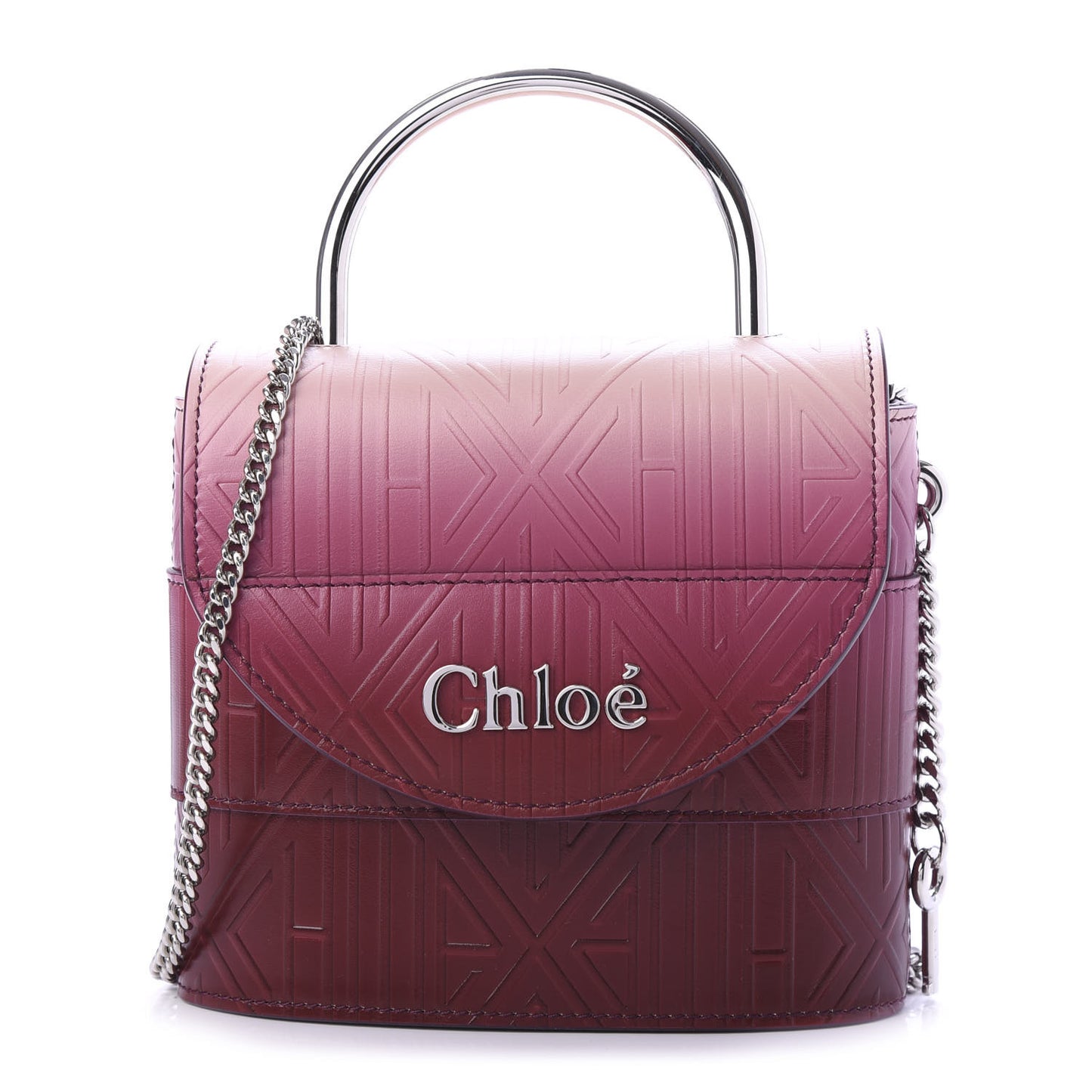 Calfskin Embossed Small Aby Lock Brown Purple