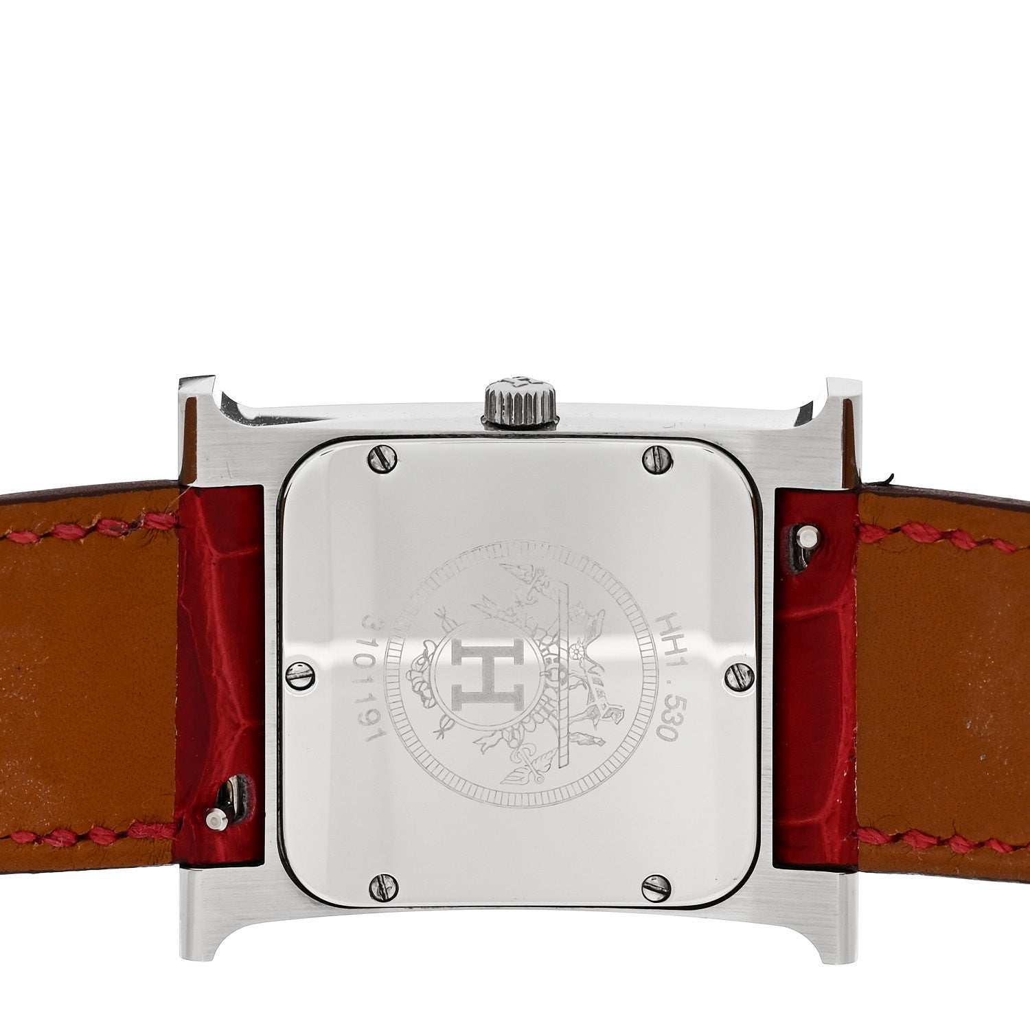 Hermes Stainless Steel Alligator Diamond Bezel Mother of Pearl 26mm Heure H Hour Quartz Watch Braise 4 of 5