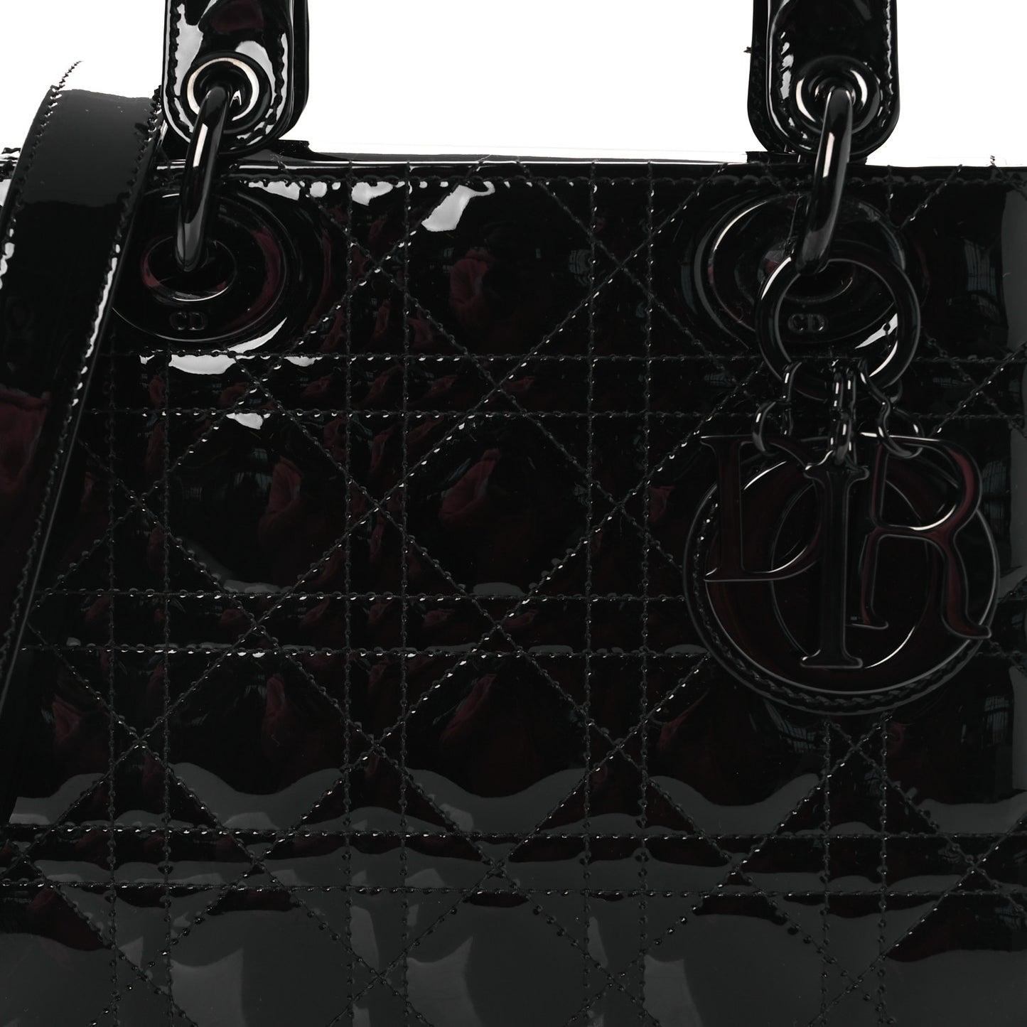 Ultraglossy Patent Cannage Small Lady Dior Black